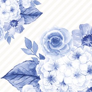 πρόσκληση Blue floral (SKK023)