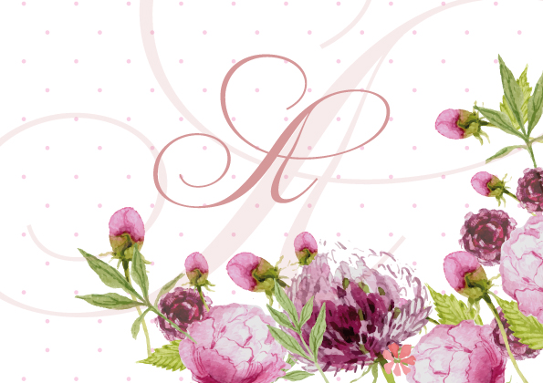πρόσκληση floral monogramm (SKG013)